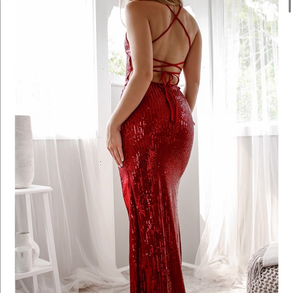 Milan red sequin gown